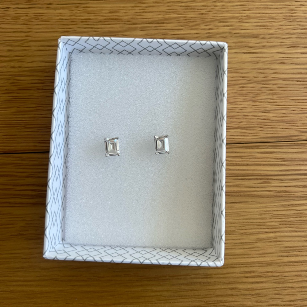 Emerald Cut Cubic Zirconia Stud Earrings Classic Elegant Minimal Timeless Style